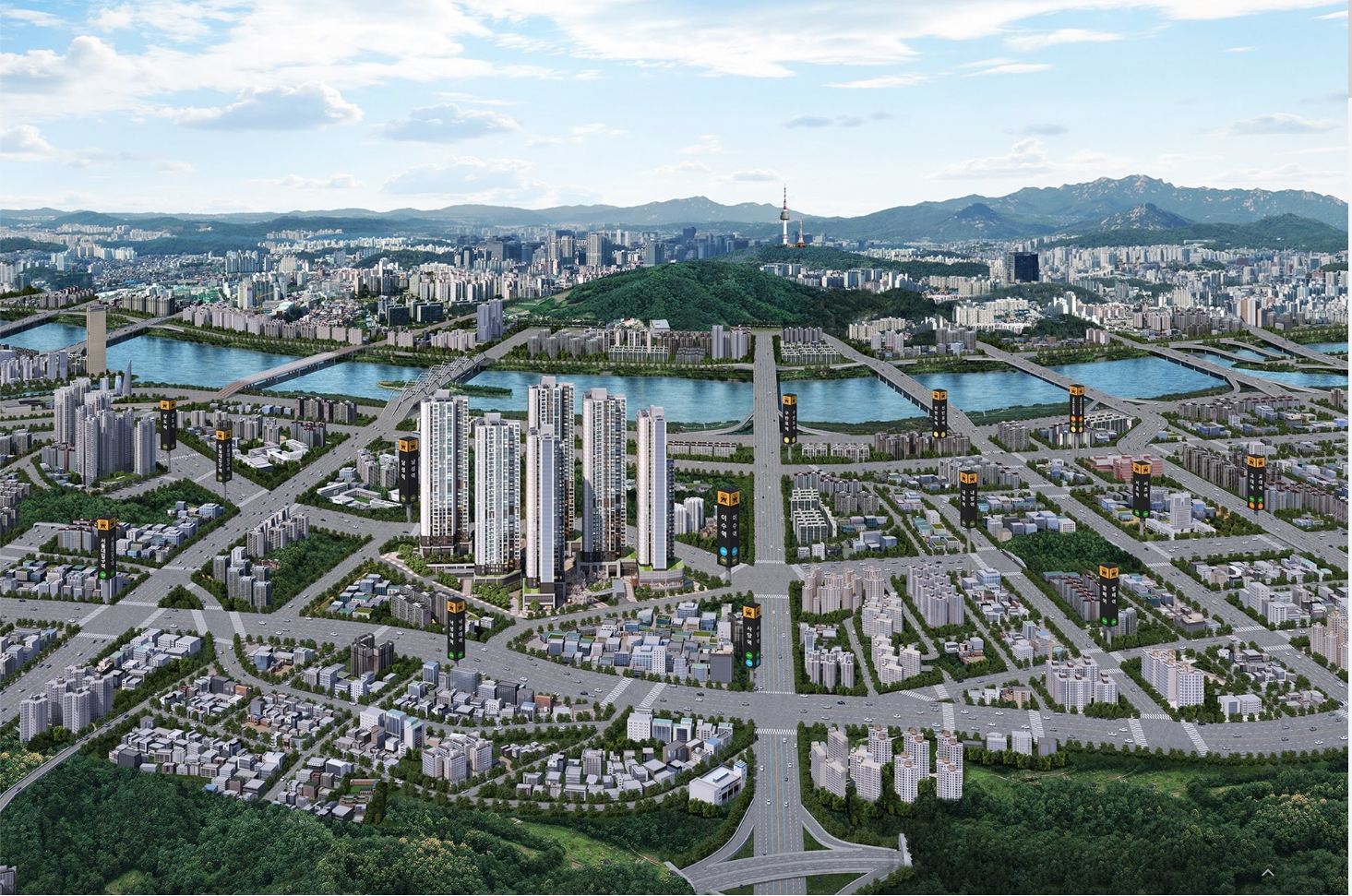 남성역 해머튼 단지 전체 조감도 — 지하4층~지상39층 6개동 934세대